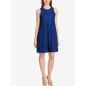 Tommy Hilfiger Womens Sleeveless Floral Lace Dress Royal Blue Size 12 Date night